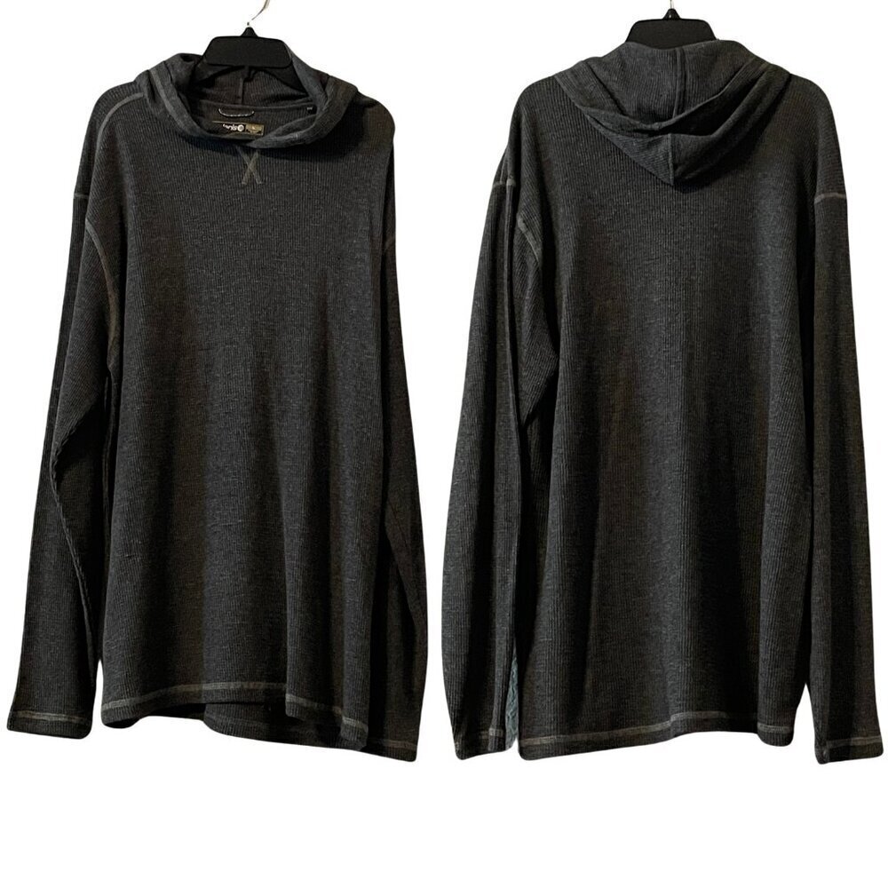 NWT Solaris Men's Waffle Knit Thermal Hoodie in Gray Sz. L